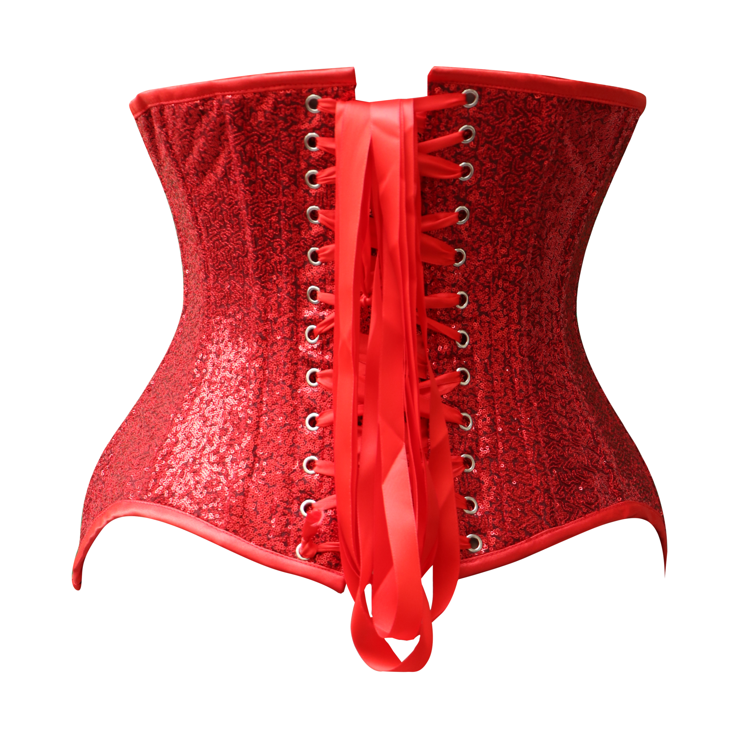 Red Burlesque Sequins Underbust Gothic Corset Bustier Waist Training Top