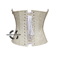 Floral Texture Ivory Leather Gothic Halloween Costume Overbust Corset Top