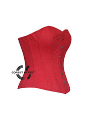 Red Cotton Gothic Halloween Costume Overbust Waist Trainer Bodice Corset