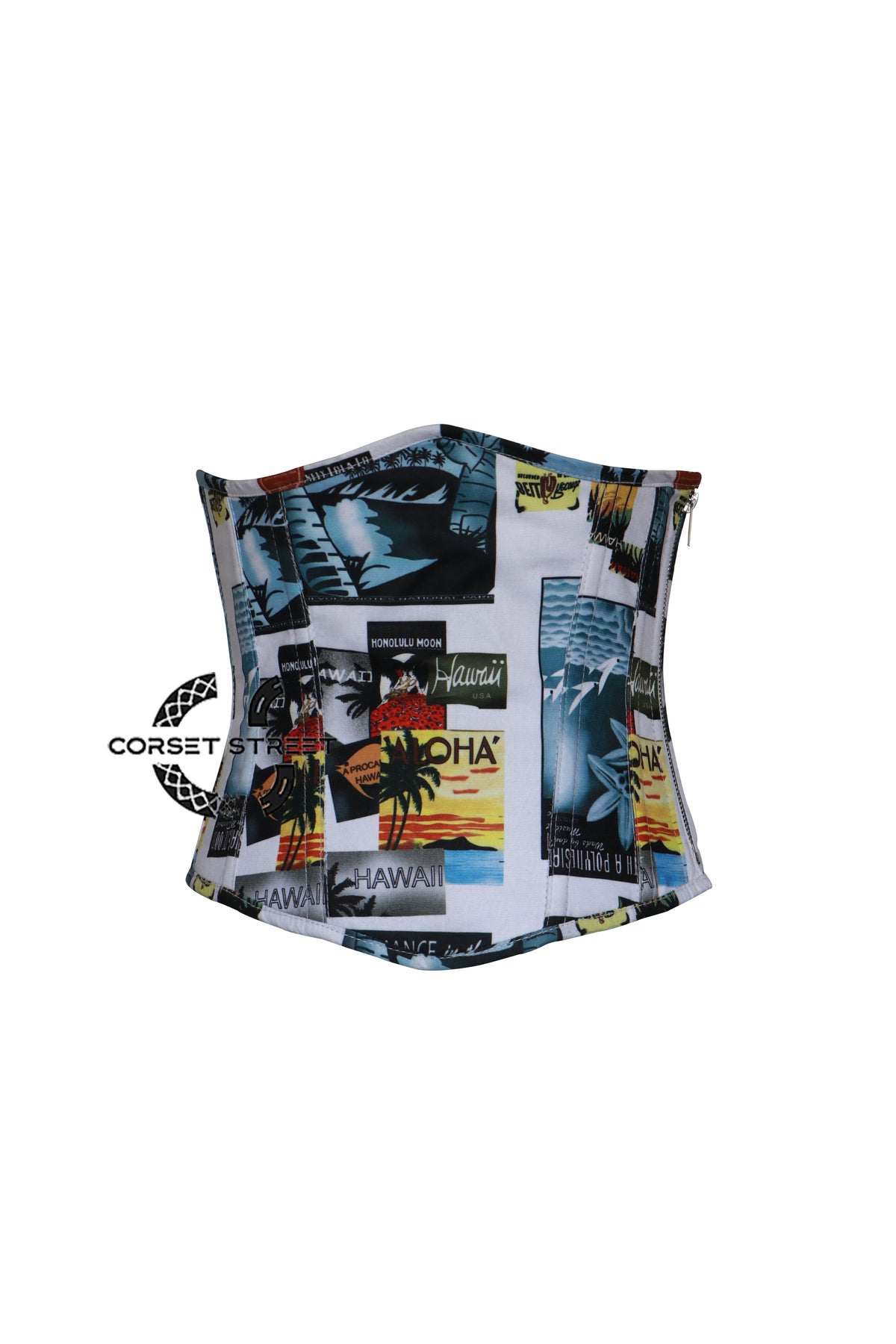 CorsetStreet Women’s Printed Beach Cotton Summer Gothic Underbust Corset