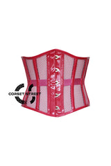 Hot Pink Sheer With PVC Leather Gothic Costume Underbust Corset Top