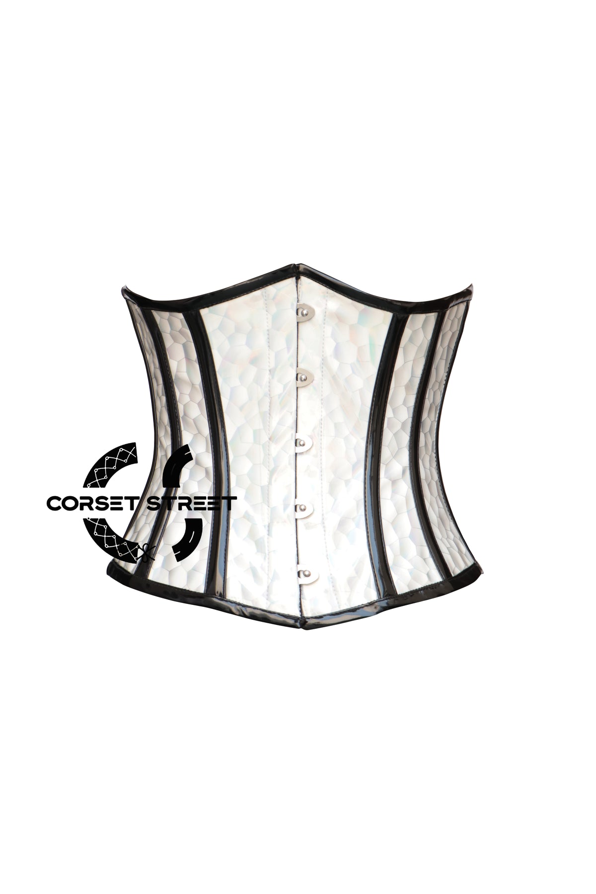 White Honeycomb Leather Steampunk Costume Underbust Corset Top