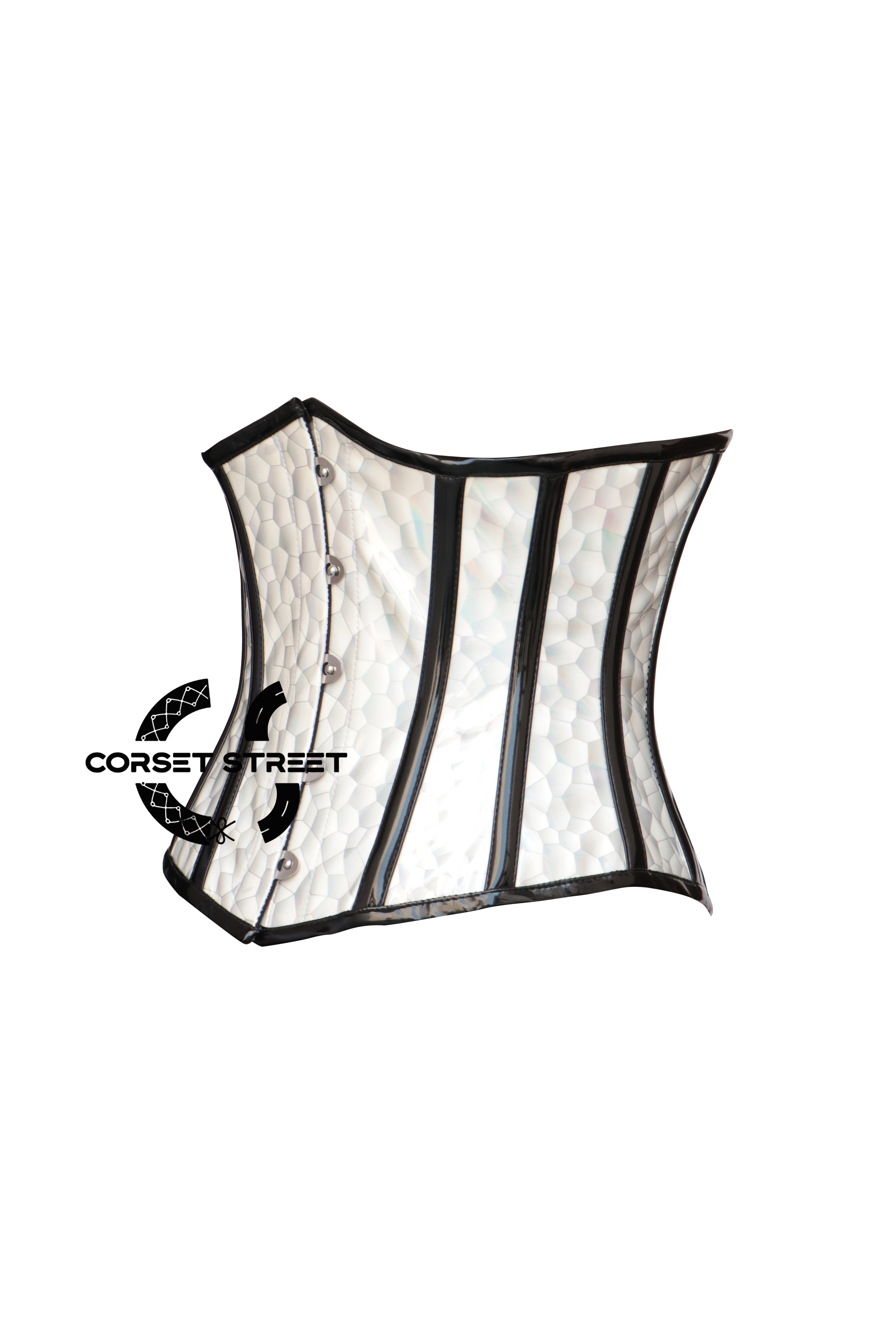 White Honeycomb Leather Steampunk Costume Underbust Corset Top