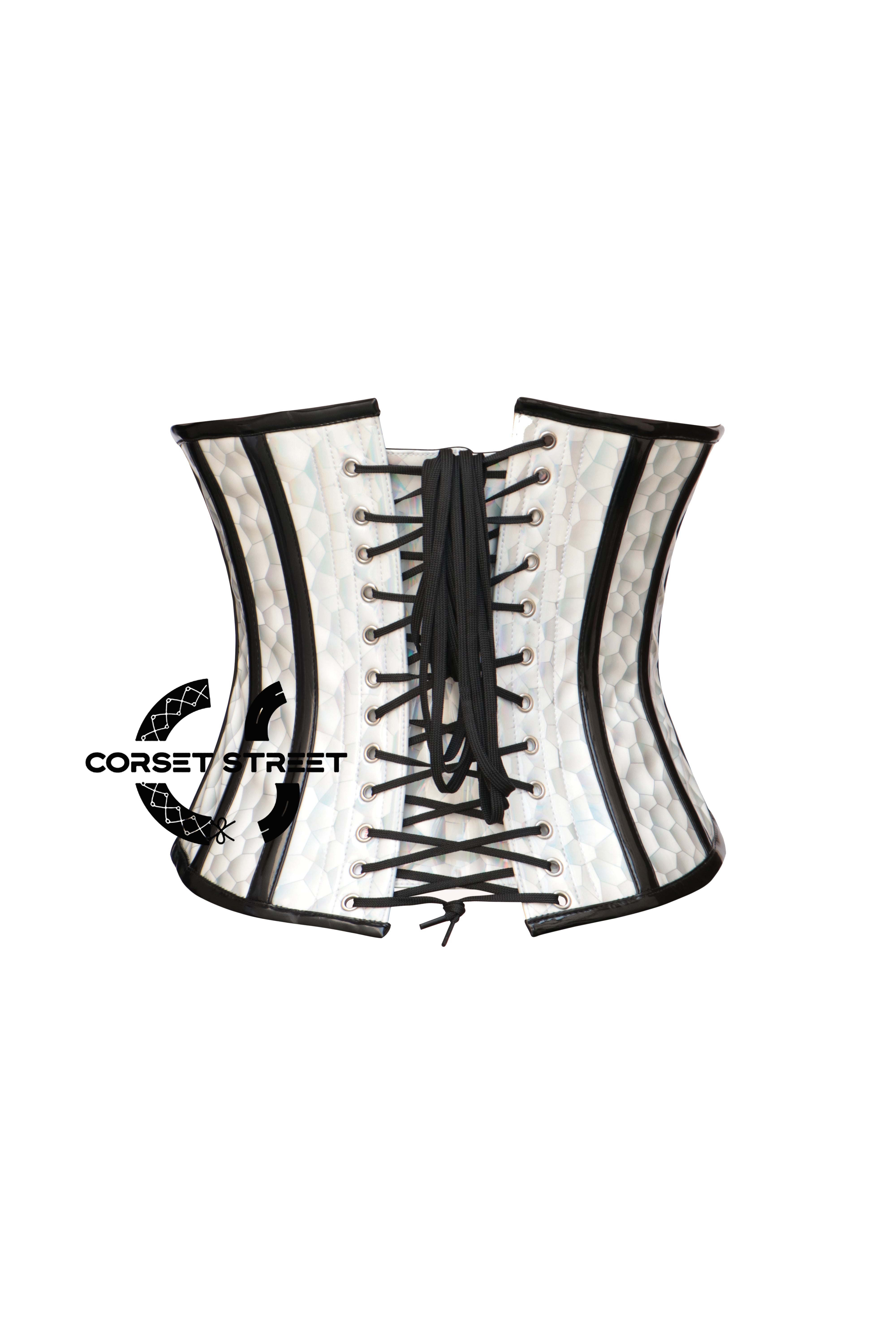 White Honeycomb Leather Steampunk Costume Underbust Corset Top