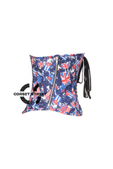 Women’s Printed Flags Cotton Corset Gothic Costume Underbust Bustier Top