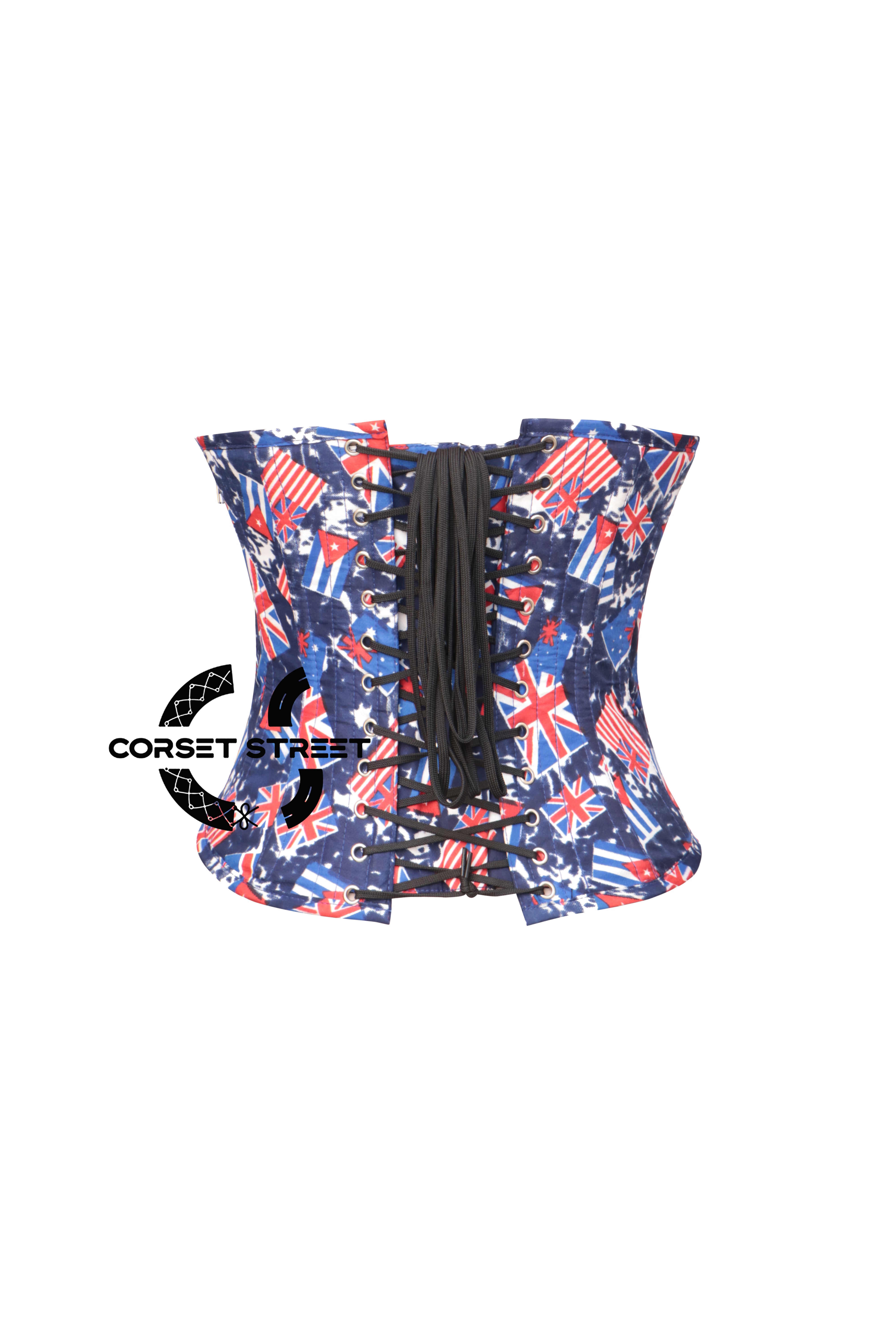 Women’s Printed Flags Cotton Corset Gothic Costume Underbust Bustier Top