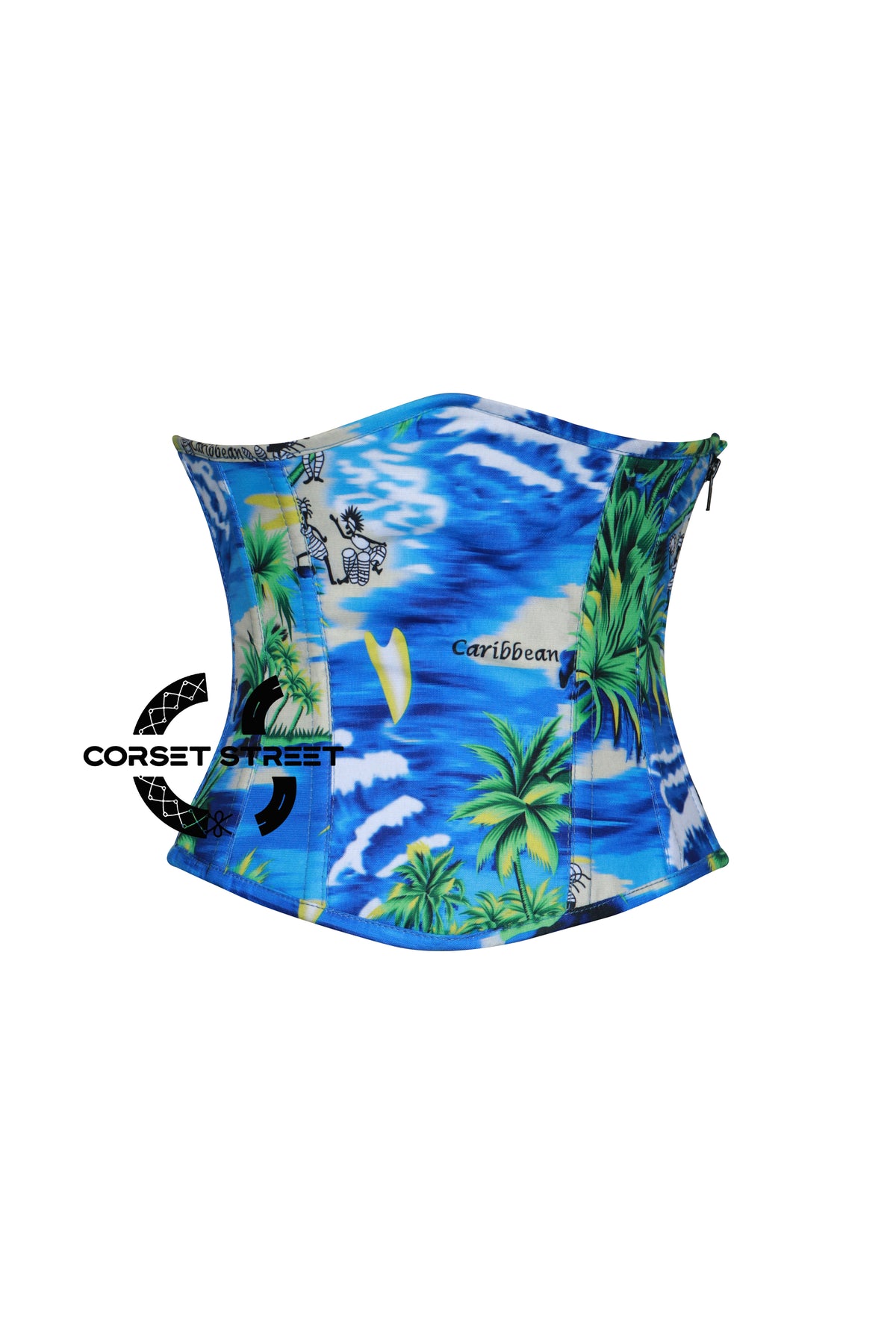 Summer Beach Printed Cotton Underbust Corset Island Costume Plus Size Top