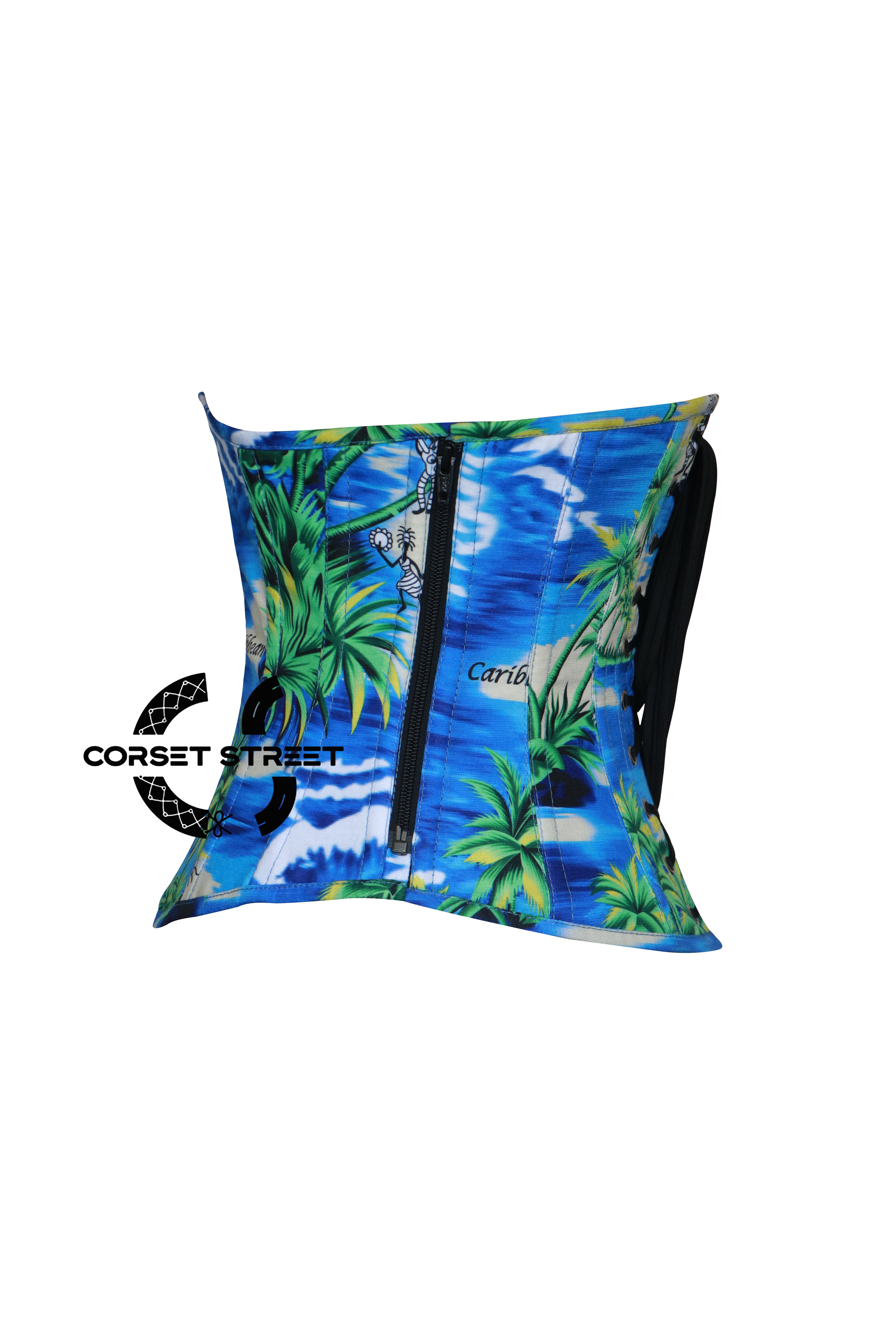 Summer Beach Printed Cotton Underbust Corset Island Costume Plus Size Top