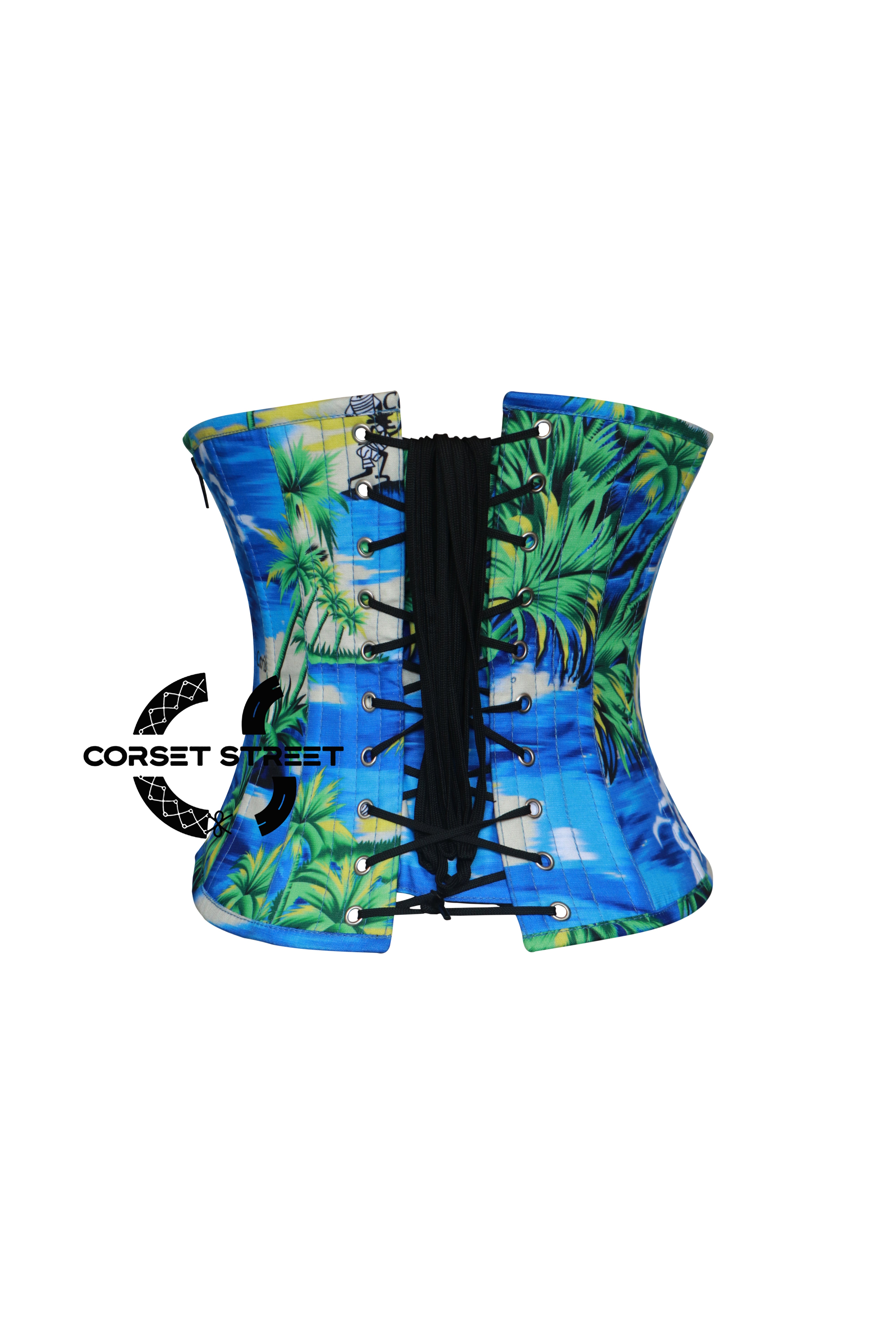 Summer Beach Printed Cotton Underbust Corset Island Costume Plus Size Top