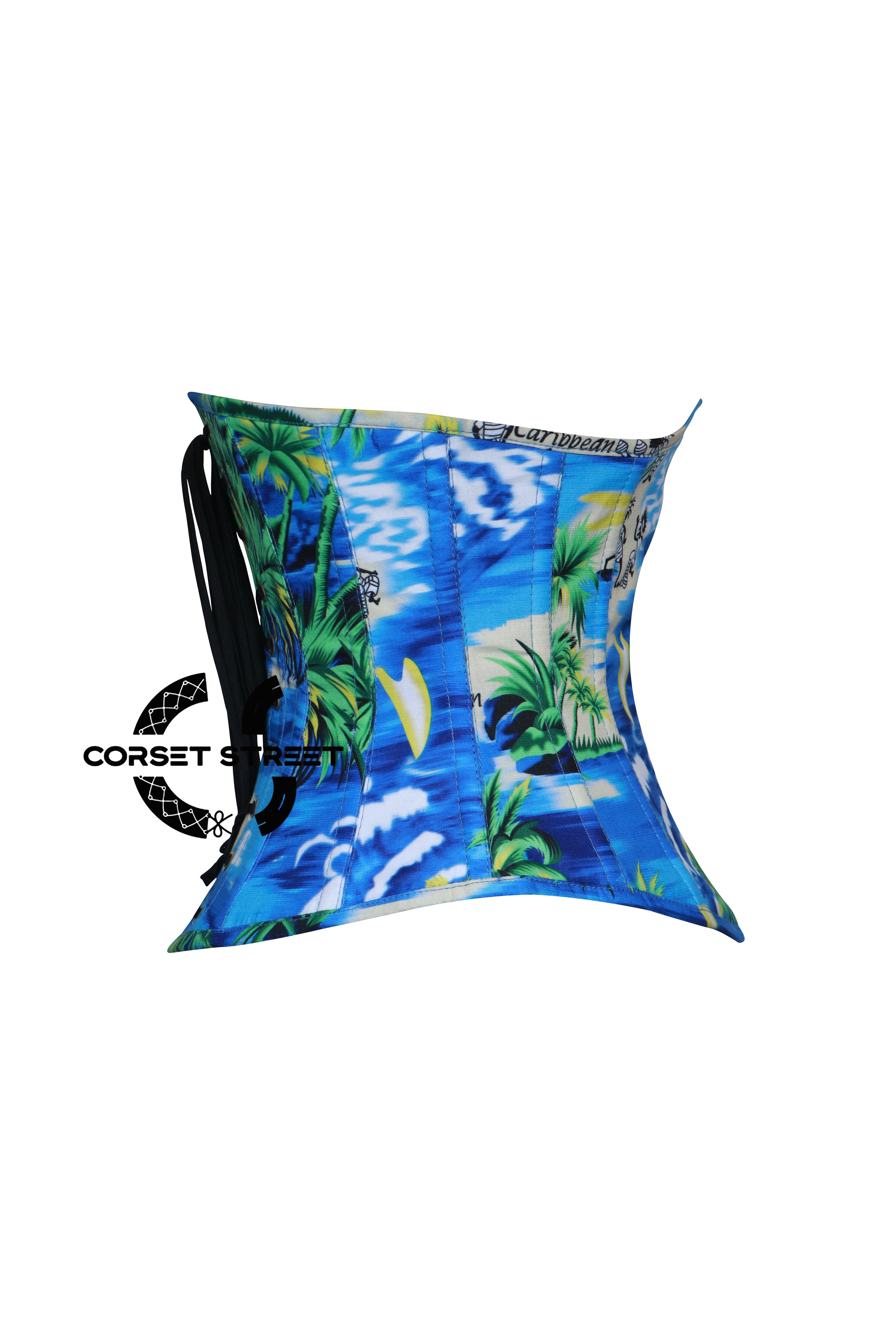 Summer Beach Printed Cotton Underbust Corset Island Costume Plus Size Top