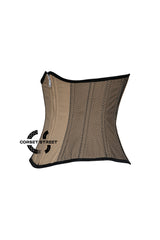 Women’s Nude Cotton With black Mesh Zipper Plus Size Underbust Corset Top