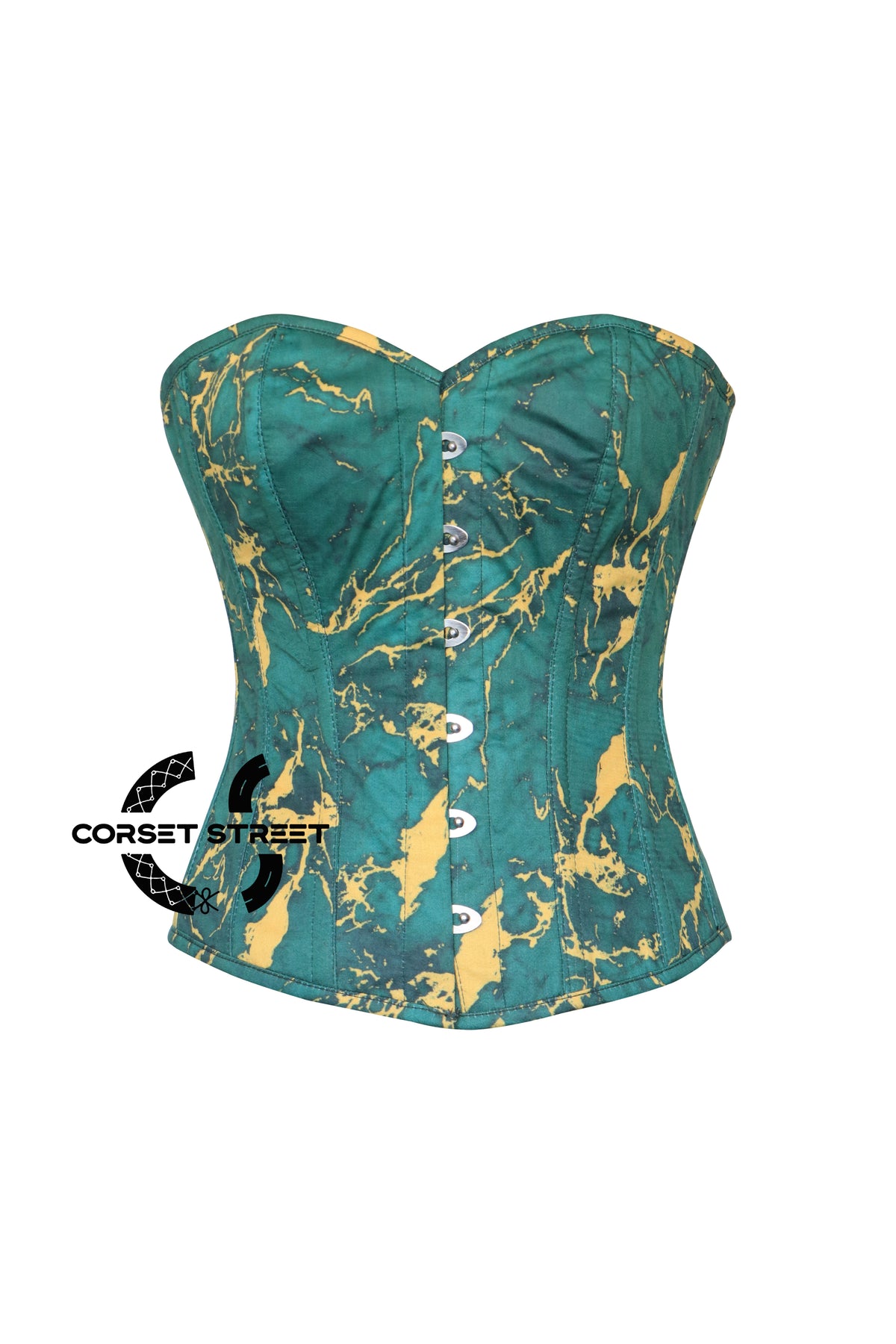 Emerald Green With Golden Touch Cotton Gothic Costume for Overbust Corset Top