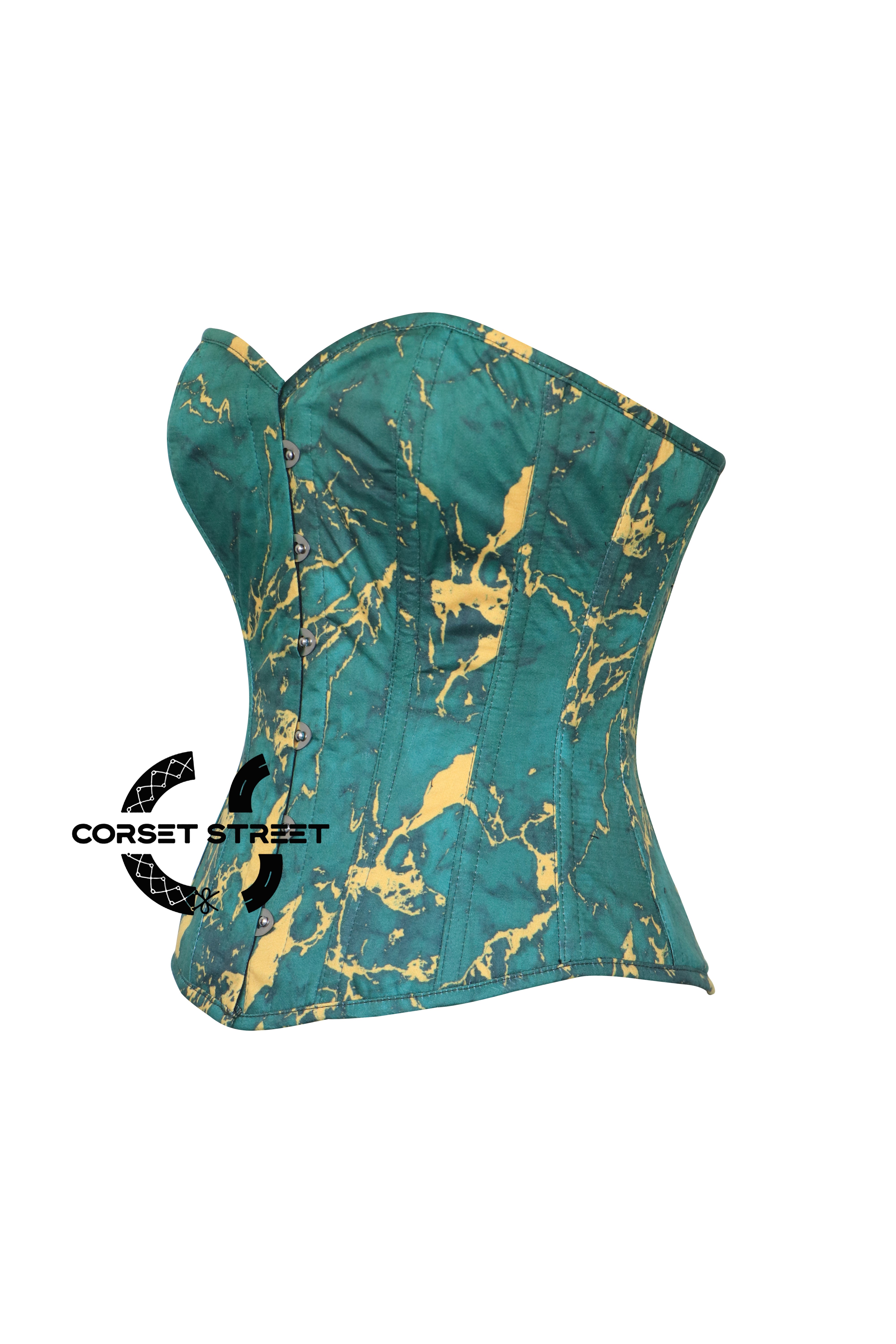 Emerald Green With Golden Touch Cotton Gothic Costume for Overbust Corset Top