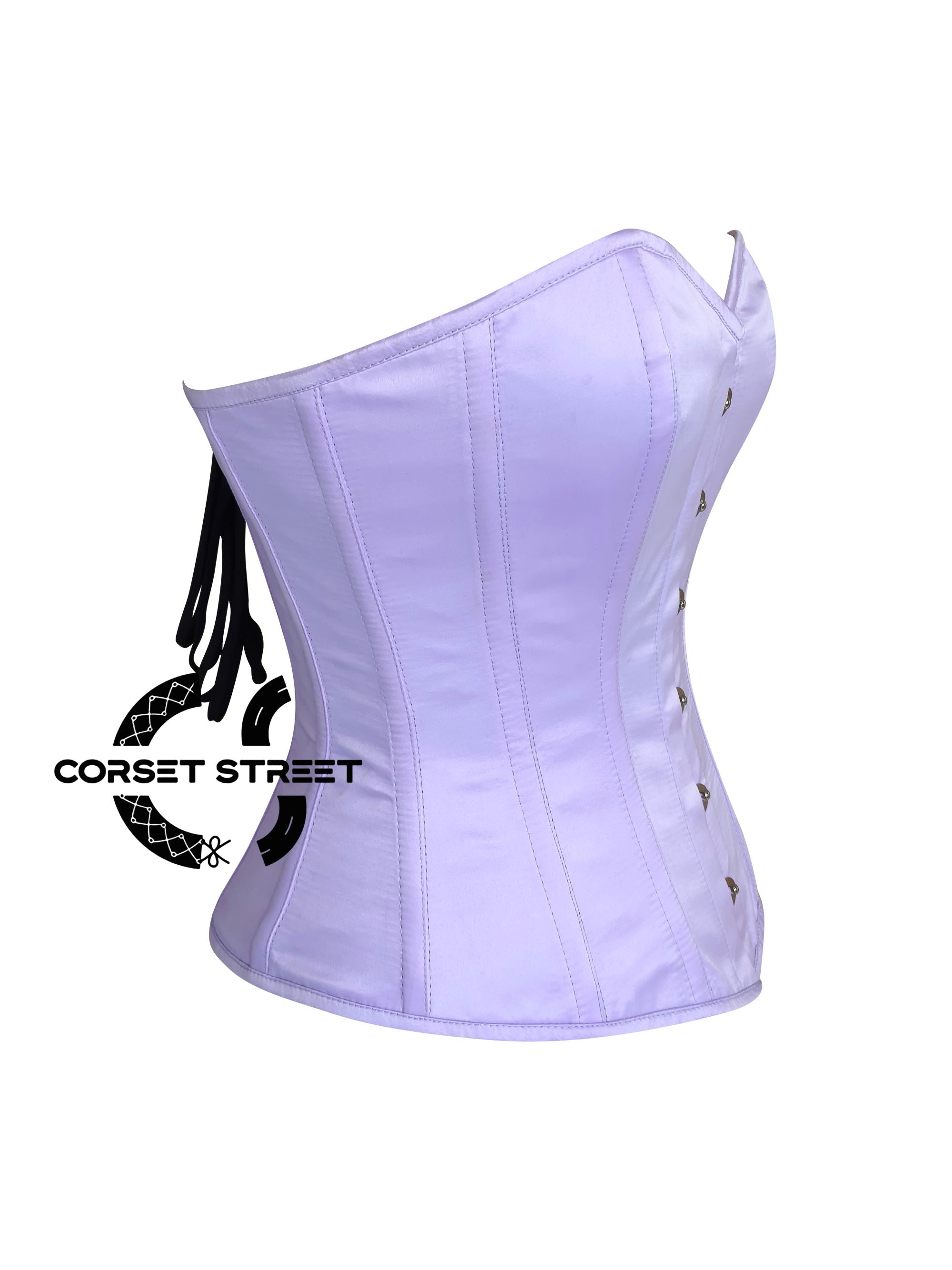 CorsetStreet Women’s Lavender Satin Overbust Corset Waist Training Gothic Christmas Costume