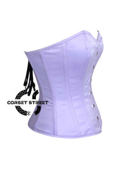 Lavender Satin Overbust Corset Waist Training Gothic Plus Size Valentine's Day Costume