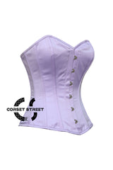 Lavender Satin Overbust Corset Waist Training Gothic Plus Size Valentine's Day Costume