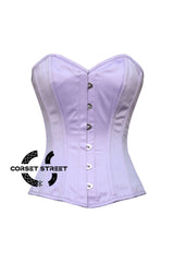 Lavender Satin Overbust Corset Waist Training Gothic Plus Size Valentine's Day Costume