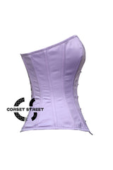 Lavender Satin Overbust Corset Waist Training Gothic Plus Size Valentine's Day Costume