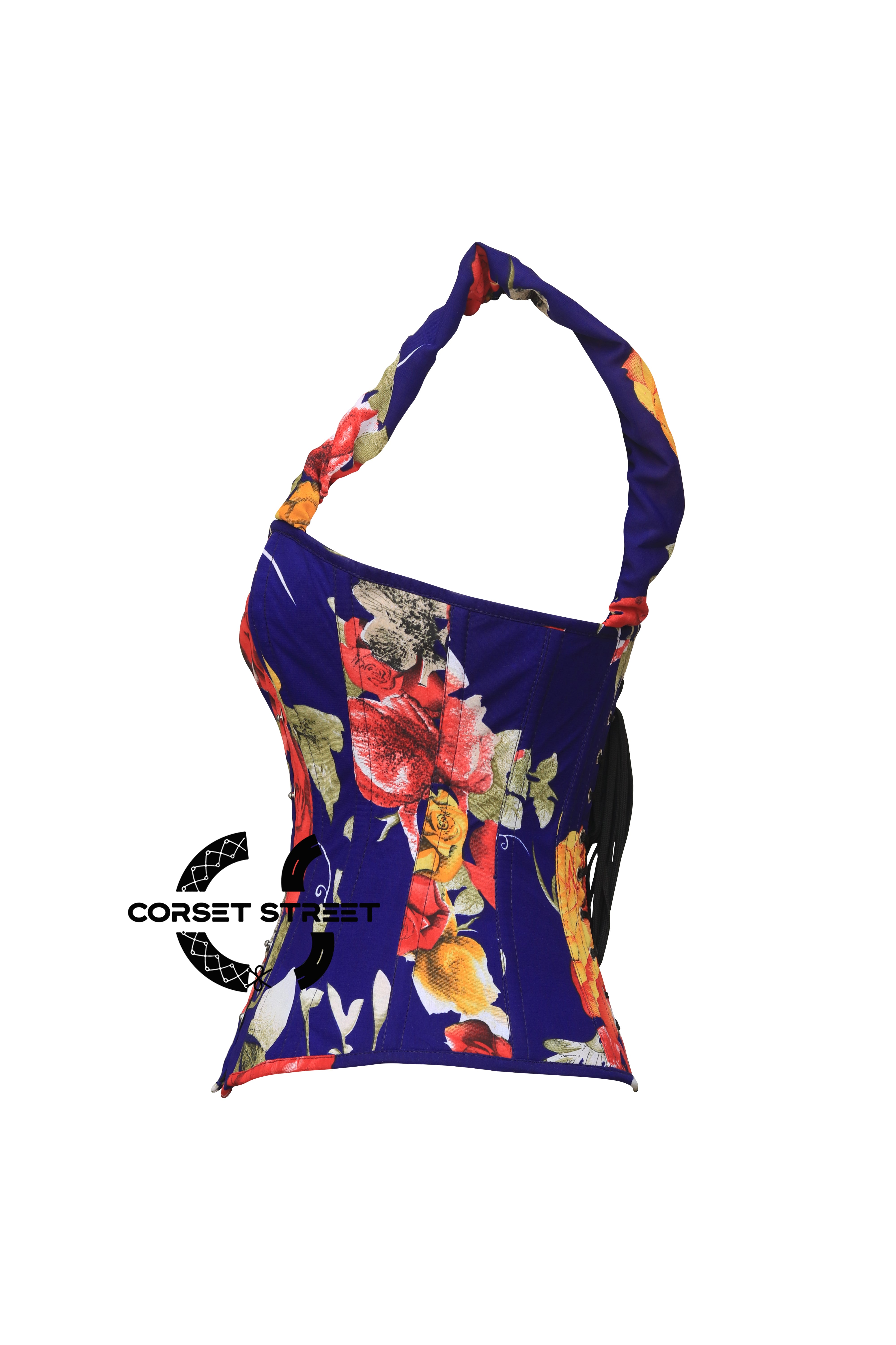 Seraphina Vireo Multi Color Floral Satin With Shoulder Straps Plus Size Overbust Corset