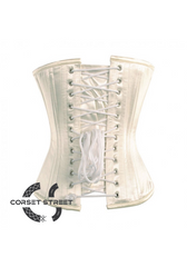 Ivory Satin Double Bone Gothic Burlesque Waist Training Bustier Overbust Plus Size Corset Costume