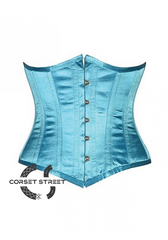 Baby Blue Satin Gothic Burlesque Bustier Waist Training Underbust Plus Size Corset Costume