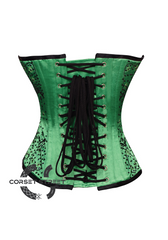 Green Satin Black Sequins Gothic Burlesque Bustier Waist Training Overbust Plus Size Corset Costume