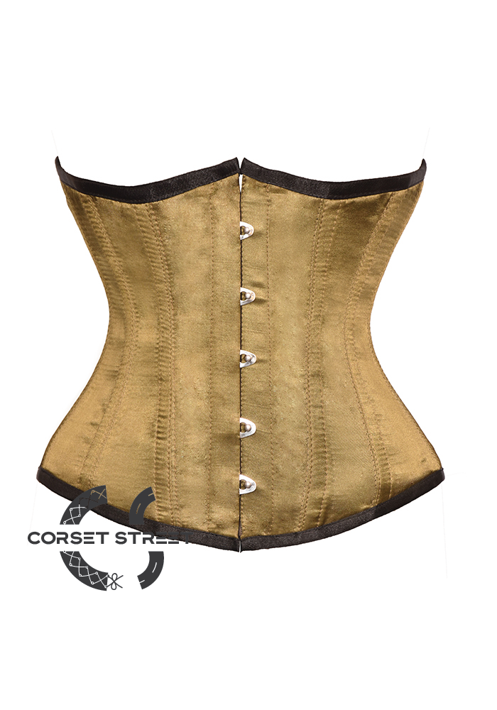 Alpine Yellow Satin Gothic Burlesque Bustier Waist Training Underbust Corset Costume