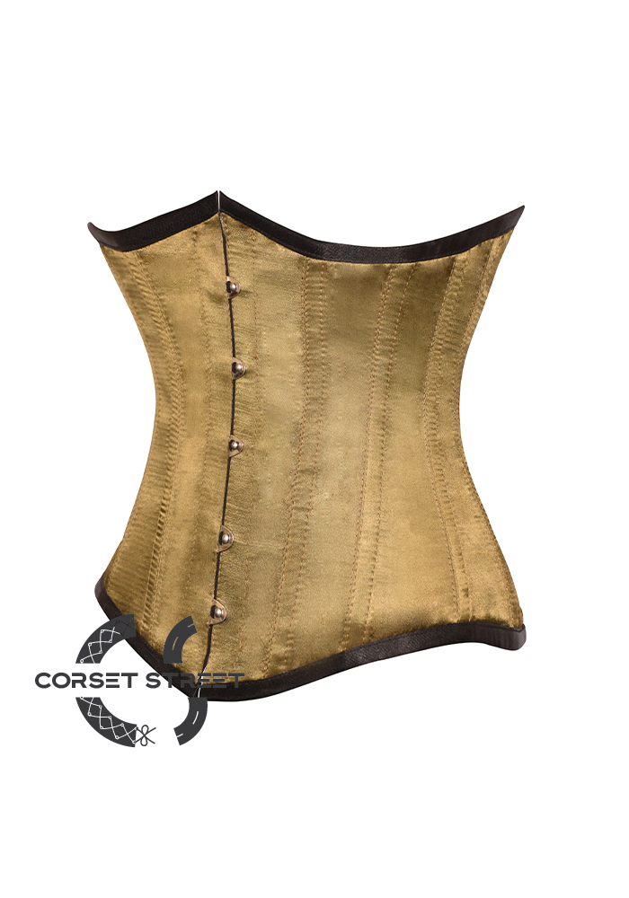 Alpine Yellow Satin Gothic Burlesque Bustier Waist Training Underbust Corset Costume