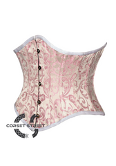 Pink Brocade Gothic Burlesque Bustier Waist Training Sexy Underbust Corset Costume