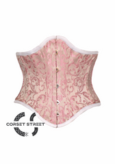 Pink Brocade Gothic Burlesque Bustier Waist Training Sexy Underbust Corset Costume