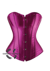 Purple Satin Gothic Burlesque Bustier Waist Training Costume Overbust Corset Top