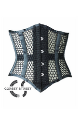 Sexy Black Mesh Net Gothic Steampunk Bustier Waist Training Underbust Sheer Plus Size Corset Costume
