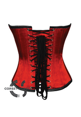 Red & Black Satin Gothic Burlesque Waist Training Bustier Overbust Corset Costume