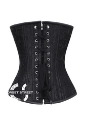 Black Brocade Spiral Steel Boned Corset Waist Training Bustier Overbust Plus Size Corset Top