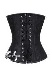 Black Brocade Spiral Steel Boned Corset Antique Busk Waist Training Bustier Overbust Plus Size Corset Top