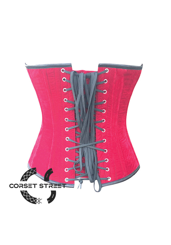 Red Velvet Gothic Costume Waist Training Overbust Bustier Top
