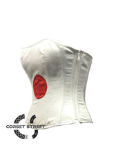 Japan Flag Red and White Satin Gothic Costume Waist Training Overbust Bustier Top