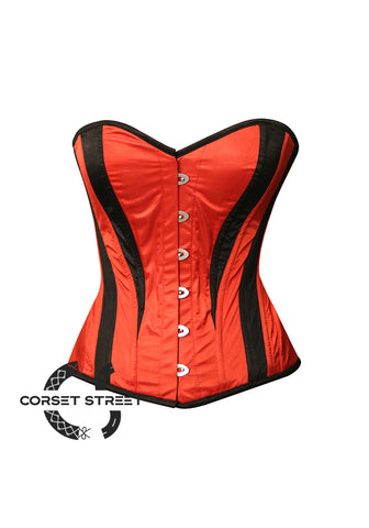 Red and Black Satin Valentines's Costume Overbust Corset Top