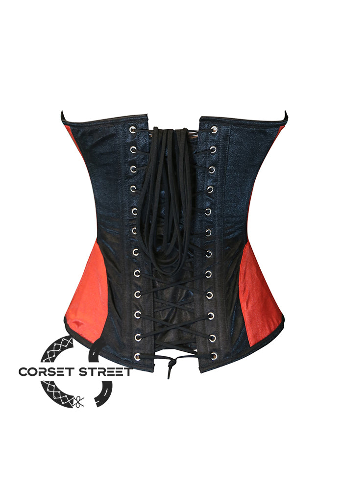 Red and Black Satin Valentines's Costume Overbust Plus Size Corset Top