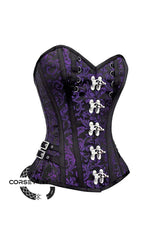 Purple and Black Brocade Overbust Corset Bustier Heart Top Plus Size Costume
