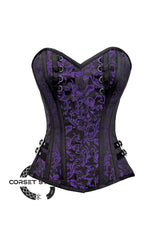 Purple and Black Brocade Overbust Corset Bustier Heart Top Plus Size  Costume