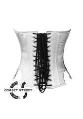 Black and White Satin Burlesque Costume Overbust Corset Top