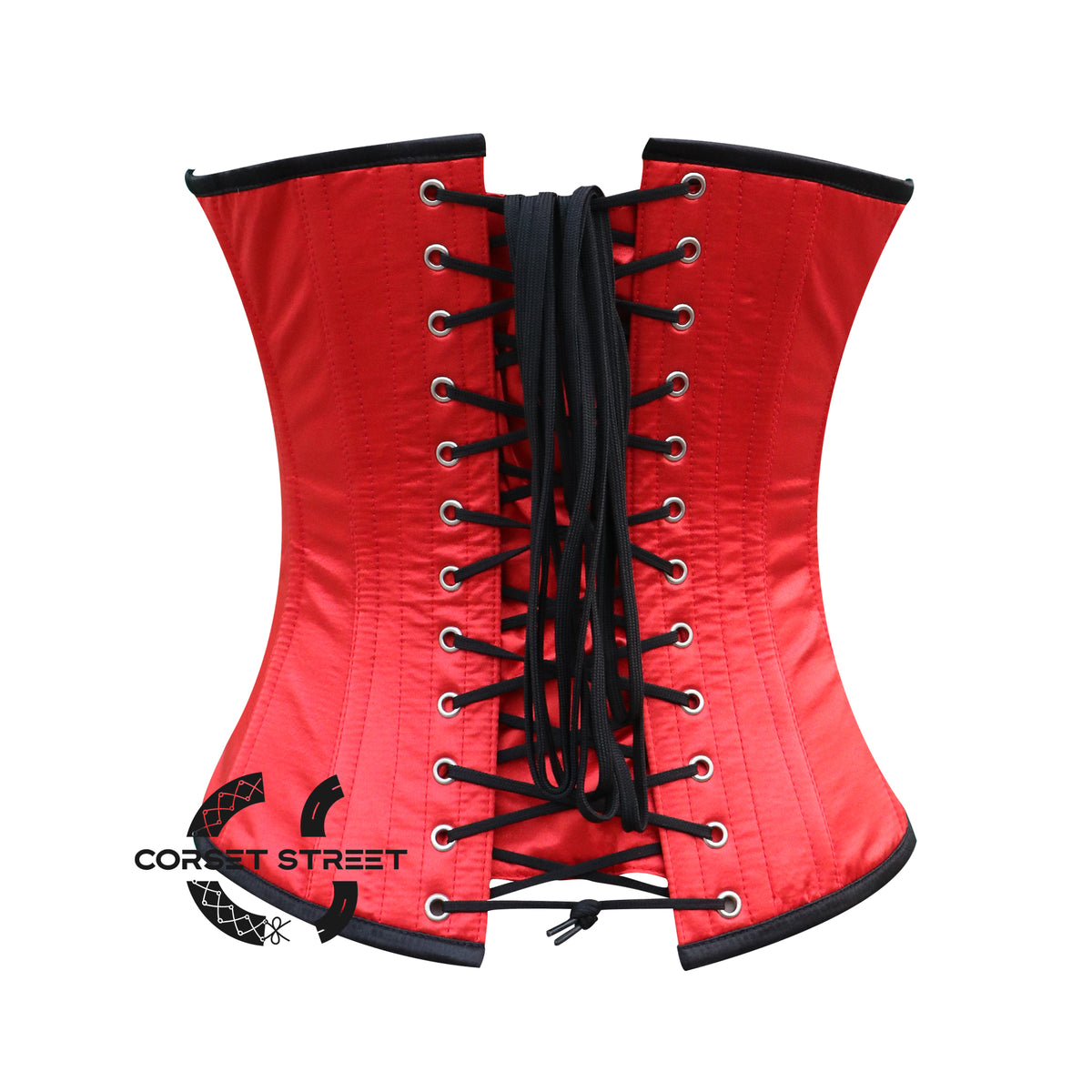 Red Satin Flowers And Sequins Hand Work Burlesque Gothic Plus Size Costume Overbust Bustier Top
