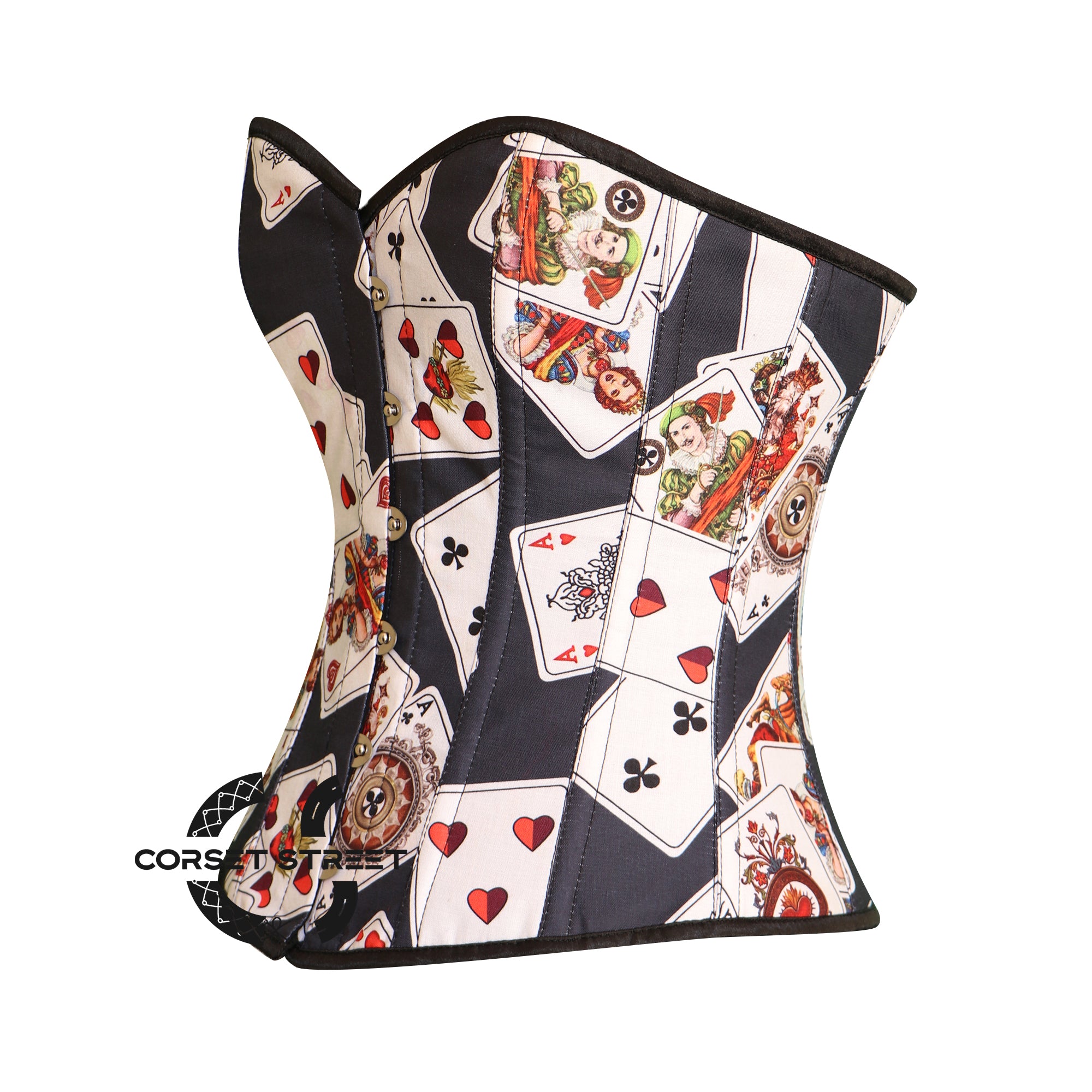 Playing Cards Printed Cotton Corset Gothic Costume Overbust Bustier Top