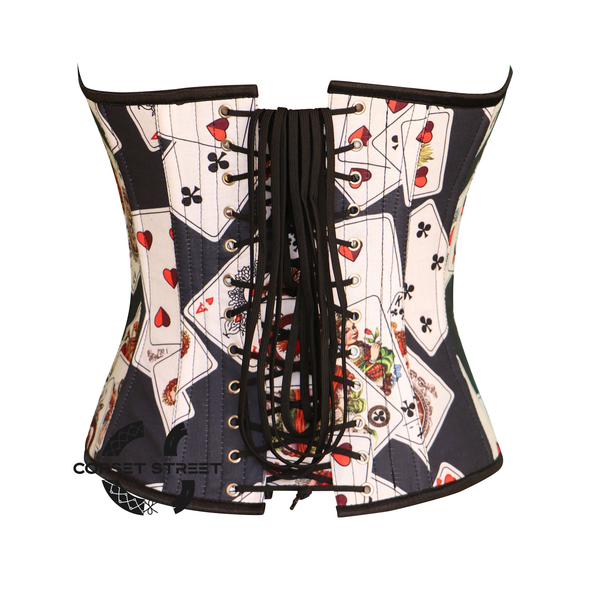 Playing Cards Printed Cotton Corset Gothic Costume Overbust Bustier Top