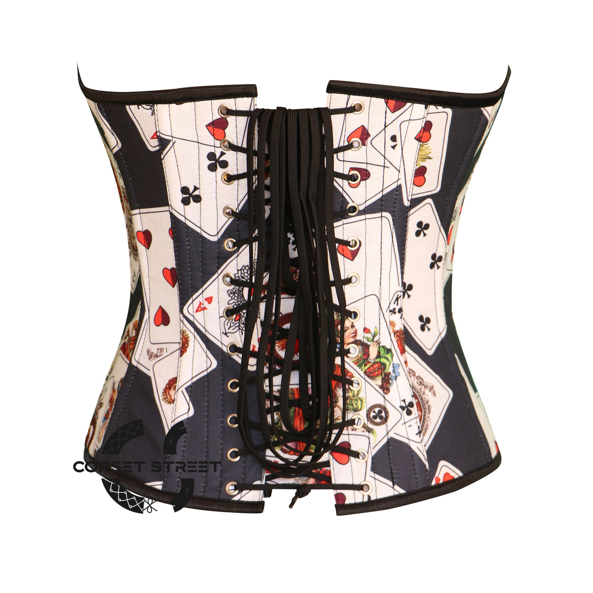 Playing Cards Printed Cotton Corset Gothic Costume Overbust Bustier To