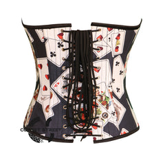 Playing Cards Printed Cotton Corset Gothic Costume Overbust Bustier Top