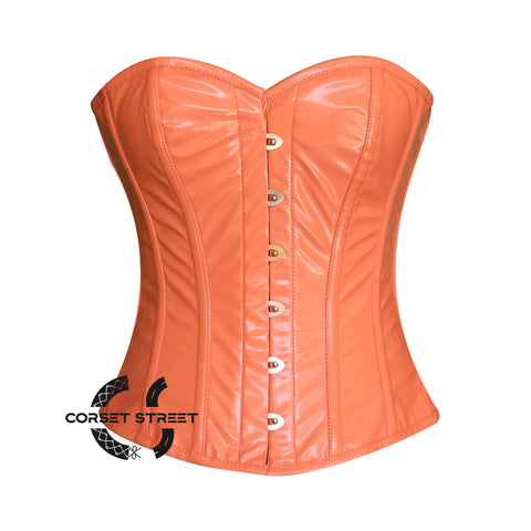 Peach PVC Leather Bustier Steampunk Costume Overbust Bustier Top