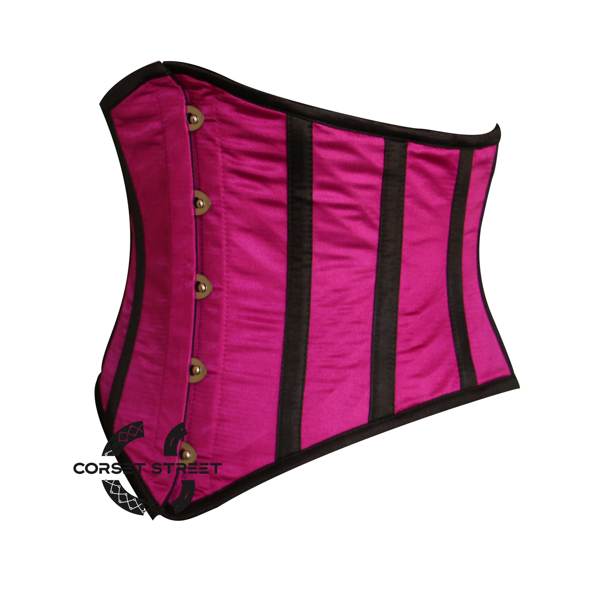 Pink And Black Satin Gothic Underbust Waist Trainer Corset Bustier Top