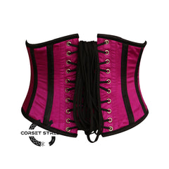 Pink And Black Satin Gothic Underbust Waist Trainer Corset Bustier Top